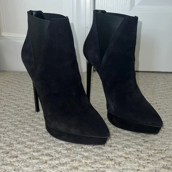 Saint Laurent Suede Platform Ankle Boot - Picture 1 of 13